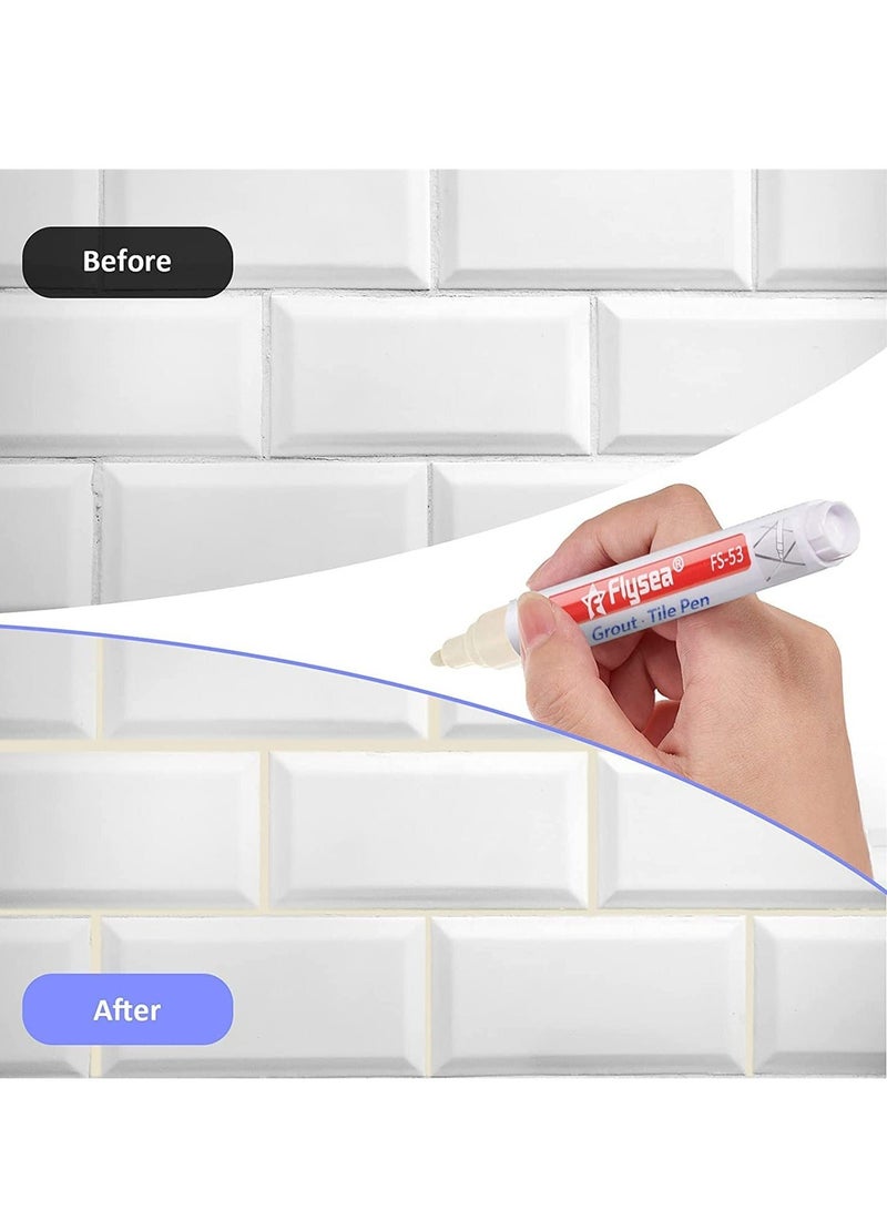 6 Pieces Tile Pen Wall Grout Restorer Pen Repair Marker Grout Filler Pen for Restoring Tile Grout Wall Floor Bathrooms and Kitchen Silver - Image 2