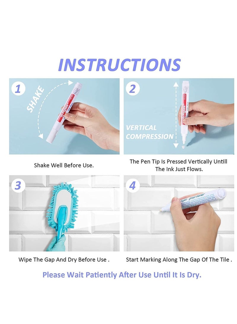 6 Pieces Tile Pen Wall Grout Restorer Pen Repair Marker Grout Filler Pen for Restoring Tile Grout Wall Floor Bathrooms and Kitchen Silver - Image 3
