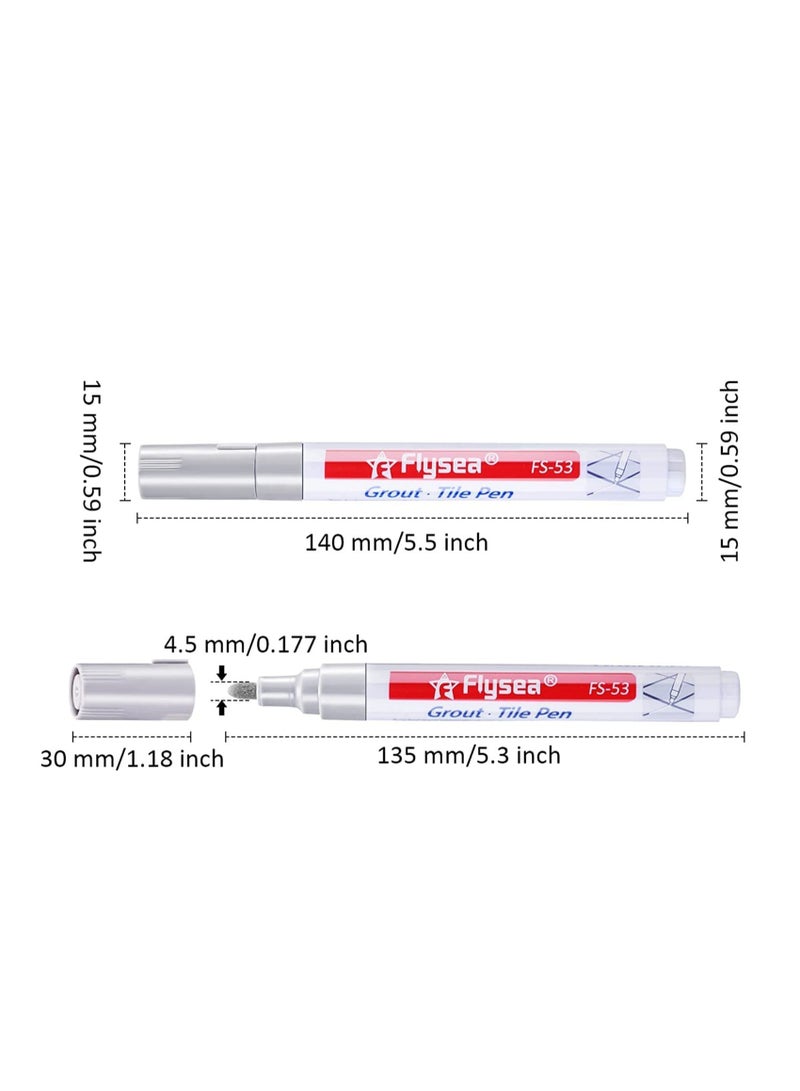 6 Pieces Tile Pen Wall Grout Restorer Pen Repair Marker Grout Filler Pen for Restoring Tile Grout Wall Floor Bathrooms and Kitchen Silver - Image 5