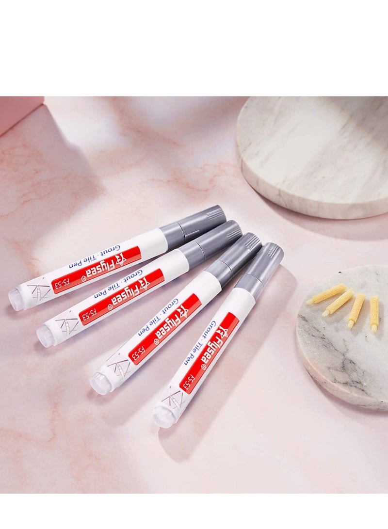 6 Pieces Tile Pen Wall Grout Restorer Pen Repair Marker Grout Filler Pen for Restoring Tile Grout Wall Floor Bathrooms and Kitchen Silver - Image 4
