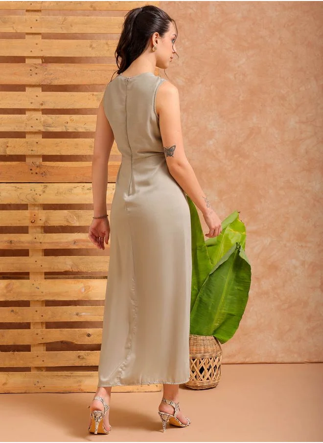Freehand Women Fit and Flared Party Wear Solid Asymmetric Dress