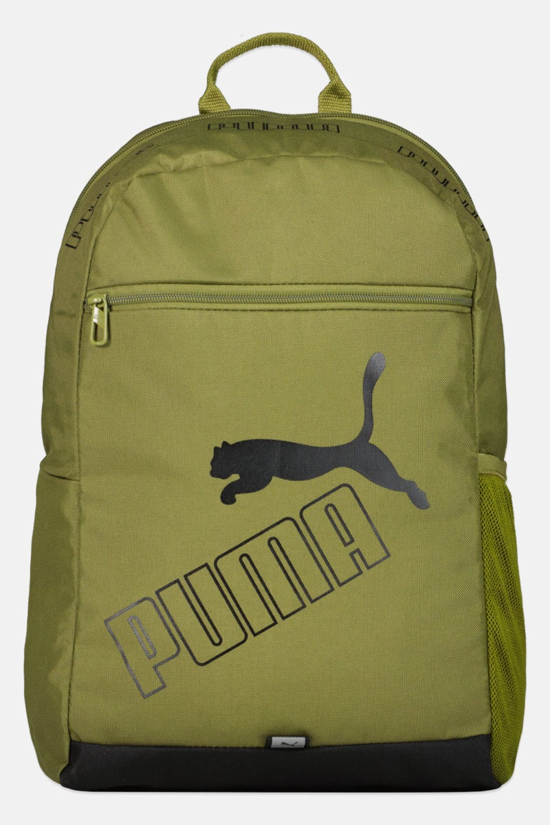 PUMA حقيبة ظهر للرجال بشعار العلامة التجارية، زيتوني - Image 1