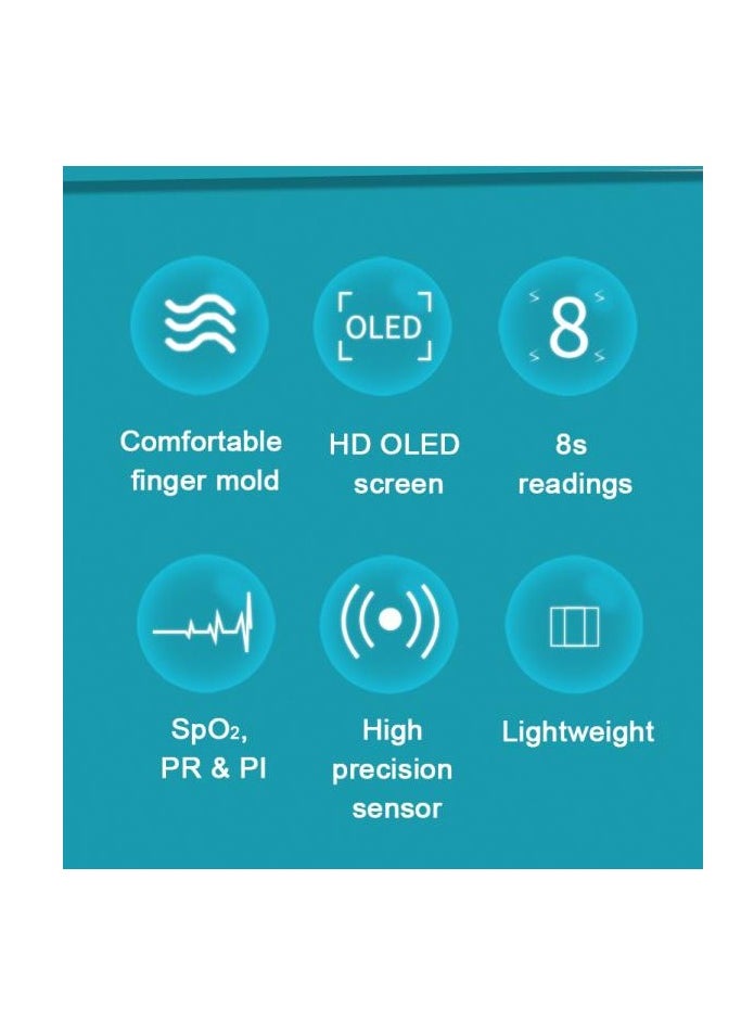 Joshberg - Pulse Oximeter, Blood Oxygen Meter Finger (SpO2) with Plethysmograph and Perfusion Index, Portable OLED Color Display - Image 1