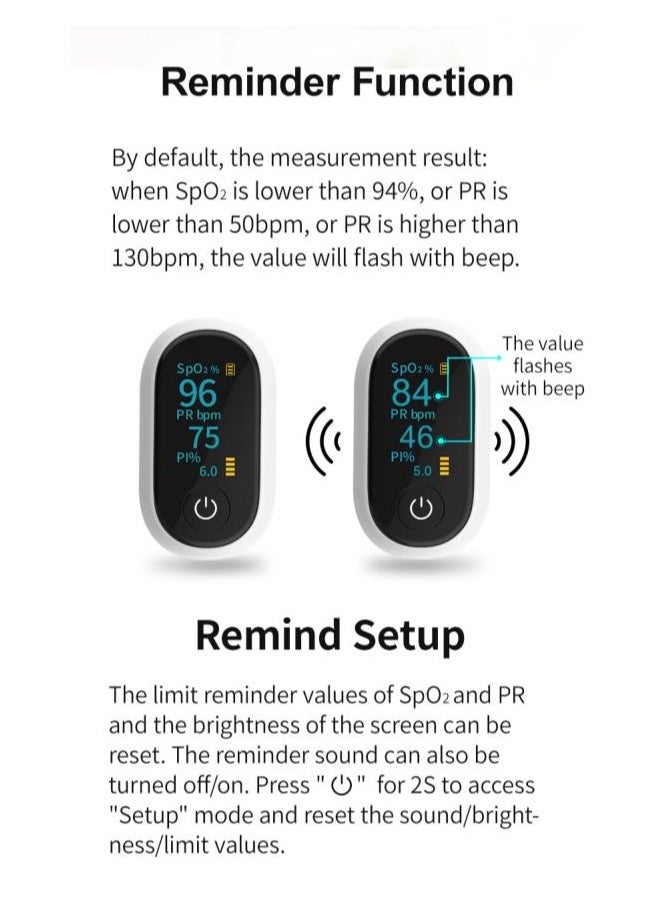 Joshberg - Pulse Oximeter, Blood Oxygen Meter Finger (SpO2) with Plethysmograph and Perfusion Index, Portable OLED Color Display - Image 1