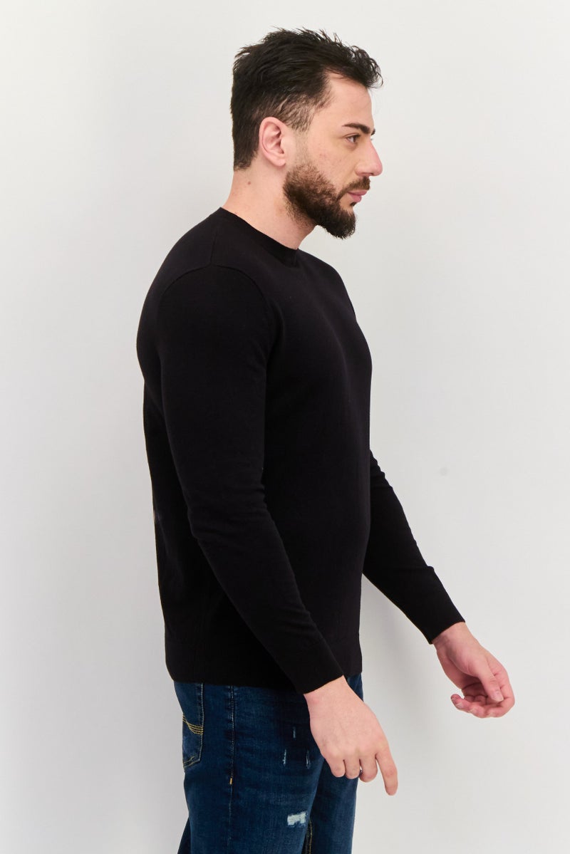 Peter Werth سويت شيرت رجالي بياقة دائرية بأكمام طويلة محبوك، أسود - Image 2