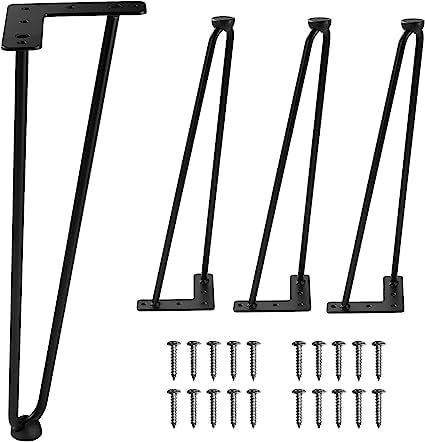 Dcloud Dcloud 16 inch Powder Coated Legs Heavy Duty Hairpin Cabinet Legs Legs for Tv StandLegs x 16 Legs for Sofa Legs for Any Types Furniture Black 10MM Thick Set of Four 16 - Image 1