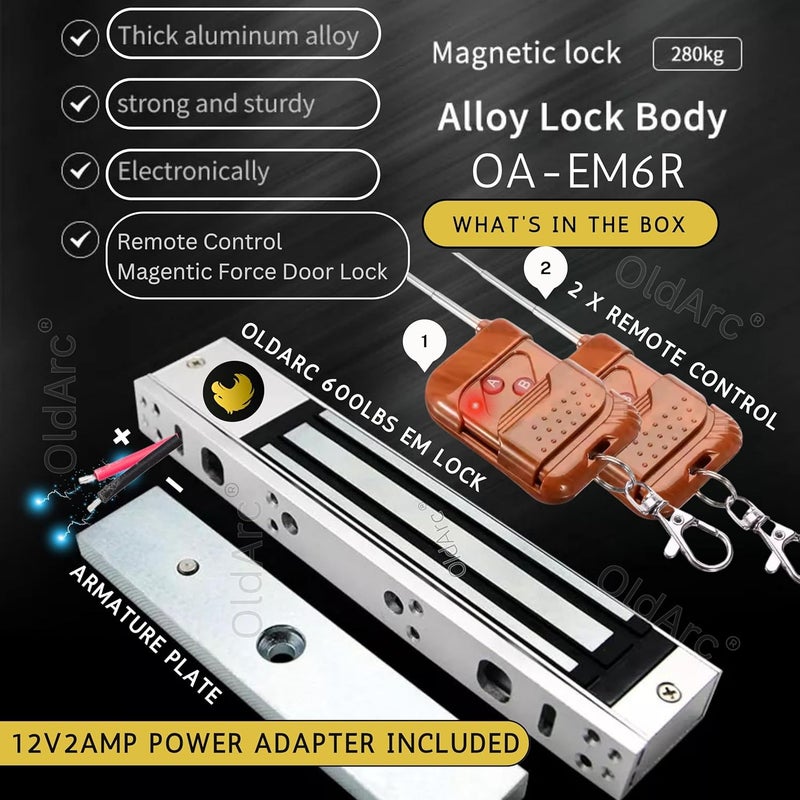 OldArc ER2 EM Lock 600lbs + 2 Remotes Door Lock | Electromagnetic Locks Remote Control Doors | 2 Wire electromagnetic Doors Lock | Wireless Remote Unlock Door Access Control | 12VDC Electric Locks - Image 4