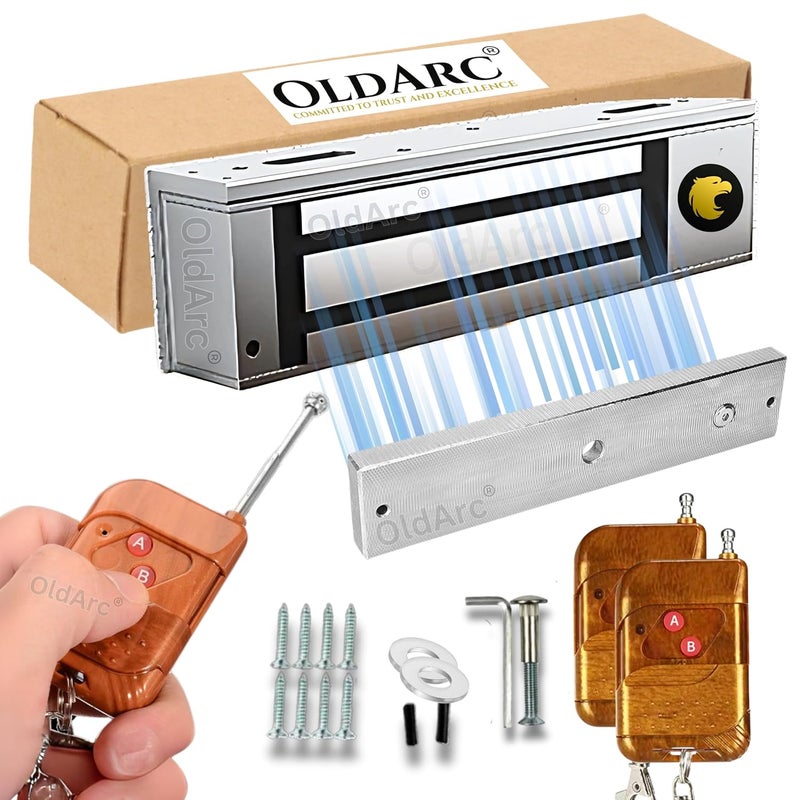 OldArc ER2 EM Lock 600lbs + 2 Remotes Door Lock | Electromagnetic Locks Remote Control Doors | 2 Wire electromagnetic Doors Lock | Wireless Remote Unlock Door Access Control | 12VDC Electric Locks - Image 1