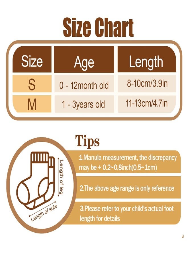 GJHJNSTG 8 Pairs Baby Socks Non Slip Grip Cotton Crew Socks for Boys Girls Newborn Infant Toddler Anti Skid Sock (6-12 Months, Brown + beige + light blue + bright red + light pink + pink + blue) - Image 4