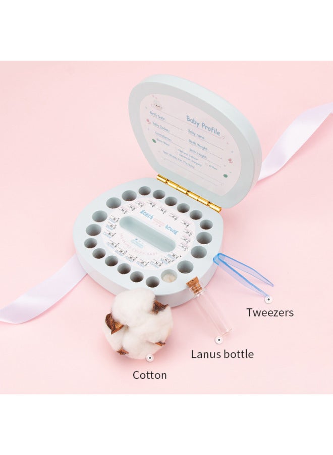 Baby Teeth Storage Box Children's Baby Teeth Commemorative Box Girl Baby Teeth Collection Fetal Hair Preservation Wooden Box Boy-Color:Blue-Zodiac Mouse  - Image 4