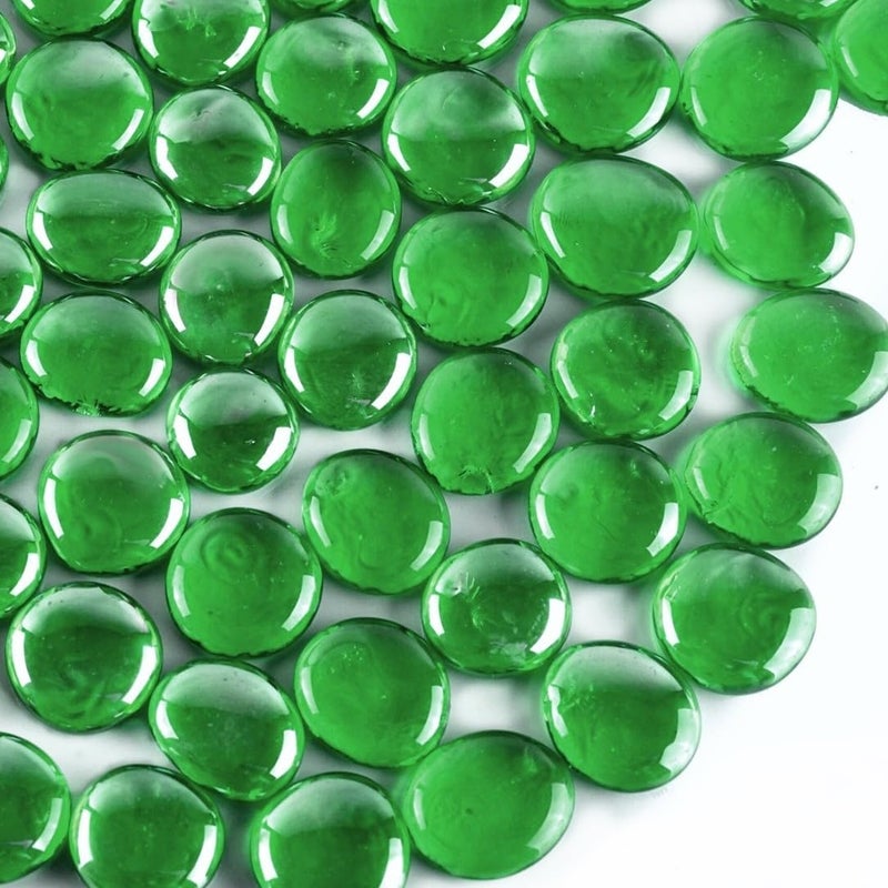 CYS EXCEL XLarge 11135 Green Glass Flat Gemstone Vase Fillers 3 LBS Multiple Color Choices Marble Beads Aquarium Rocks Floral Supplies Stones Decorative Mosaic Gem Pebbles