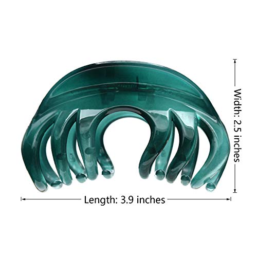 Youxuan 4 Inch Hair Claw for Women, Pretty Clip, Grip for Thick Hair, Niagara Blue - Image 3