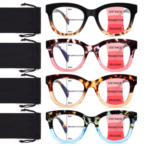 CHOFILORD Progressive Multifocus Reading Glasses for Women Men Blue Light Blocking Computer No Line Multifocal Readers (A4 Multicolor, 1.5, Diopters) - Image 1