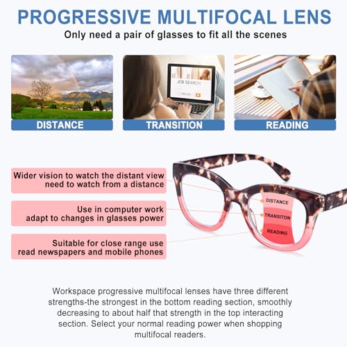 CHOFILORD Progressive Multifocus Reading Glasses for Women Men Blue Light Blocking Computer No Line Multifocal Readers (A4 Multicolor, 1.5, Diopters) - Image 4