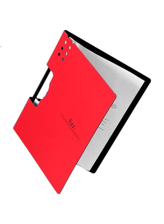 Fizz Feizhi (Fizz) High-Quality A4 Landscape Folding Clipboard, Conference Folder, Thickened Hard File Folder, Exam Paper Storage Folder, Office Supplies, Poetry Recitation Contract Clipboard, Red A6380 - Image 1