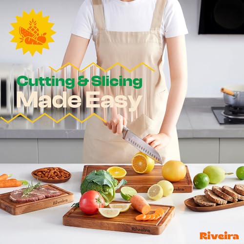 Riveira Walnut Cutting Board Set – Versatile And Durable: Set Of 3 Pcs Rectangular Wooden Cutting Board – Natural Wooden Cutting Boards For Kitchen – Complete Walnut Wooden Chopping Board - Image 2