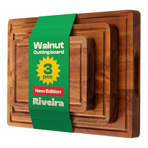 Riveira Walnut Cutting Board Set – Versatile And Durable: Set Of 3 Pcs Rectangular Wooden Cutting Board – Natural Wooden Cutting Boards For Kitchen – Complete Walnut Wooden Chopping Board - Image 1