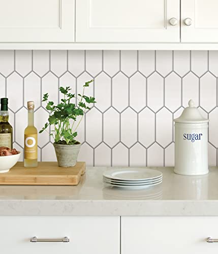 WallPops NH3972 Rhombus Backsplash Tile, White & Off-White 10 inch x 10 inch - Image 4