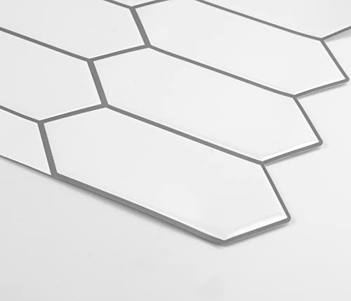 WallPops NH3972 Rhombus Backsplash Tile, White & Off-White 10 inch x 10 inch - Image 2