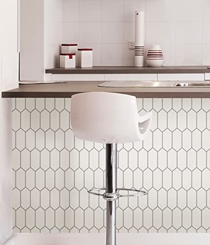 WallPops NH3972 Rhombus Backsplash Tile, White & Off-White 10 inch x 10 inch - Image 5