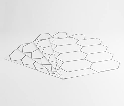 WallPops NH3972 Rhombus Backsplash Tile, White & Off-White 10 inch x 10 inch - Image 3