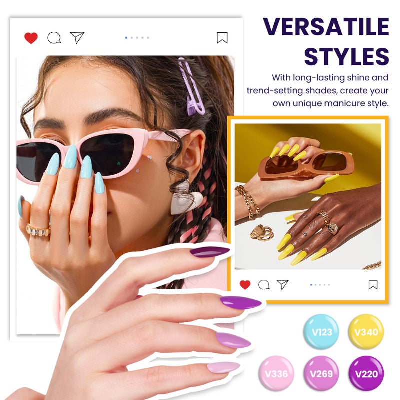VANREESA Gel Nail Polish Kit with U V Light 53 Pcs Gel Polish Nail Set 36 Trendy Colors Nail Polish Set + Base and 4 Effects Top Coat with Manicure Tools Complete Nail Kit Gifts for Women Girls - Image 3