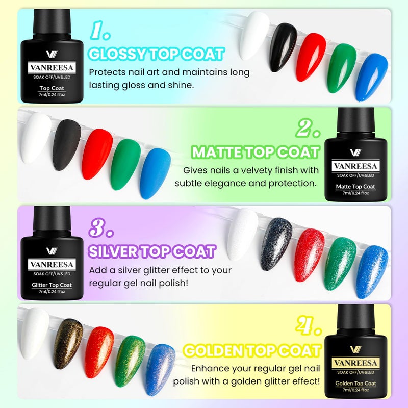 VANREESA Gel Nail Polish Kit with U V Light 53 Pcs Gel Polish Nail Set 36 Trendy Colors Nail Polish Set + Base and 4 Effects Top Coat with Manicure Tools Complete Nail Kit Gifts for Women Girls - Image 5