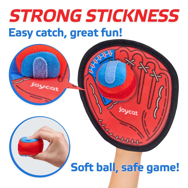 JoyCat Toss and Catch Ball Game with 2 Gloves for Kids & 2 Paddles for Adult or Kids, Outdoor Toys for Family Camping, Beach & Yard Games, Toddler Baseball Glove, Gifts for 3-12 Year Old - Image 2
