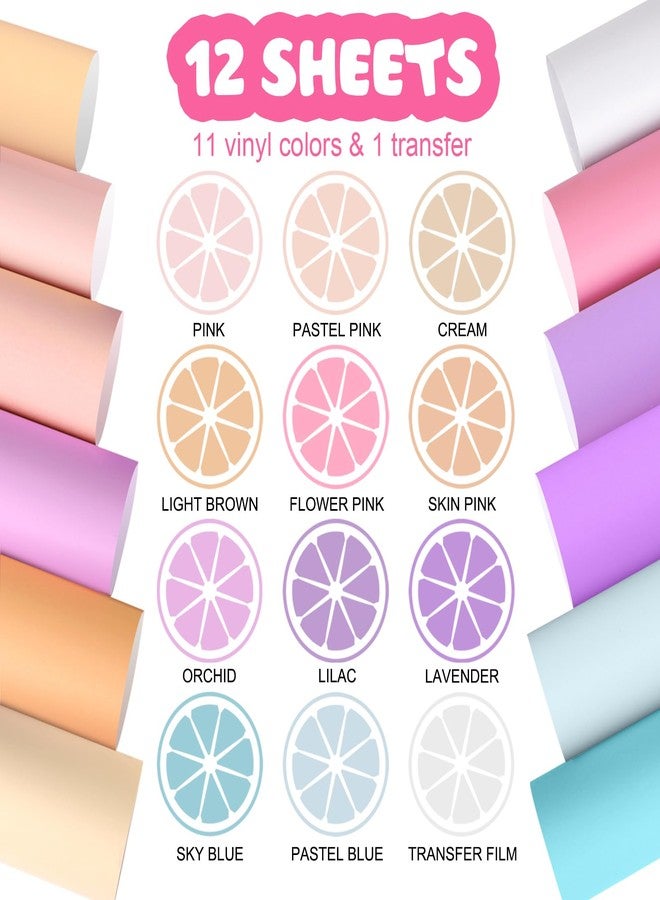 WRAPXPERT Pastel Vinyl Permanent - 12 Sheets Bundle 12"x12" Matte Boho Craft Vinyl Sheets Pastel Colors Adhesive Vinyl Craft Cutters DIY Projects for Cricut Silhouette Cameo - Image 3