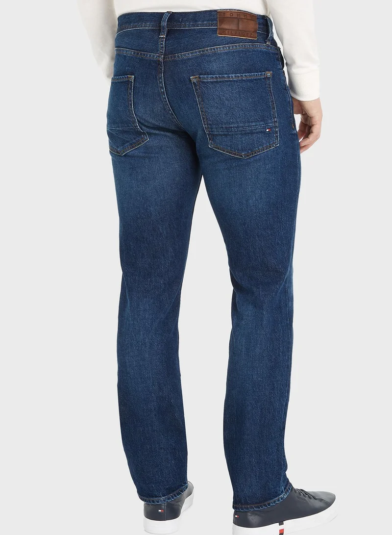 TOMMY HILFIGER Mid Wash Straight Fit Jeans