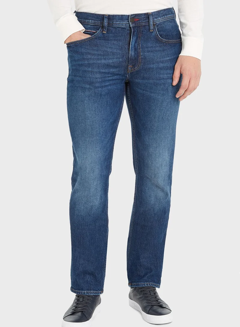 TOMMY HILFIGER Mid Wash Straight Fit Jeans