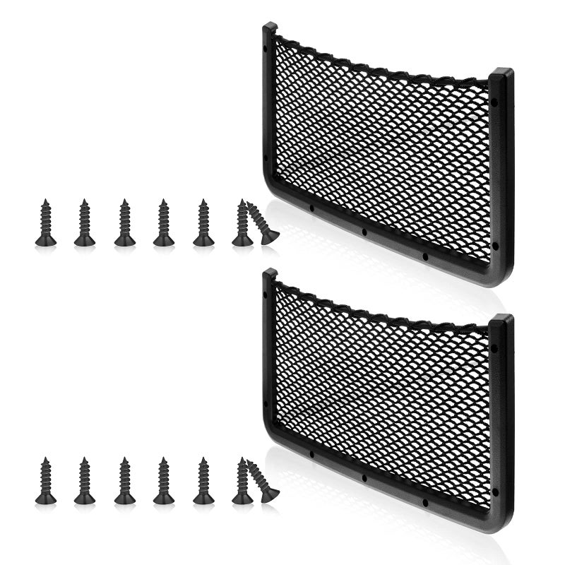 Frienda 2 Pcs ABS Plastic Frame Car Storage Net Bag Phone Car Mesh Net Holder RV Storage Boat Cargo Pocket Organizer Framed Mesh Pocket with Screws for Auto RV 16 x 8 Inch