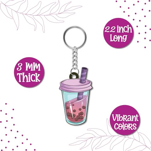 Bhai Please Bubble Tea Wooden Keychain For Car, Bike, Office, Home (Pack Of 1) Multicolour Key Chain With Ring | Gift For Men, Women, Girls, Boys, Him And Her, Multicolor - Image 2