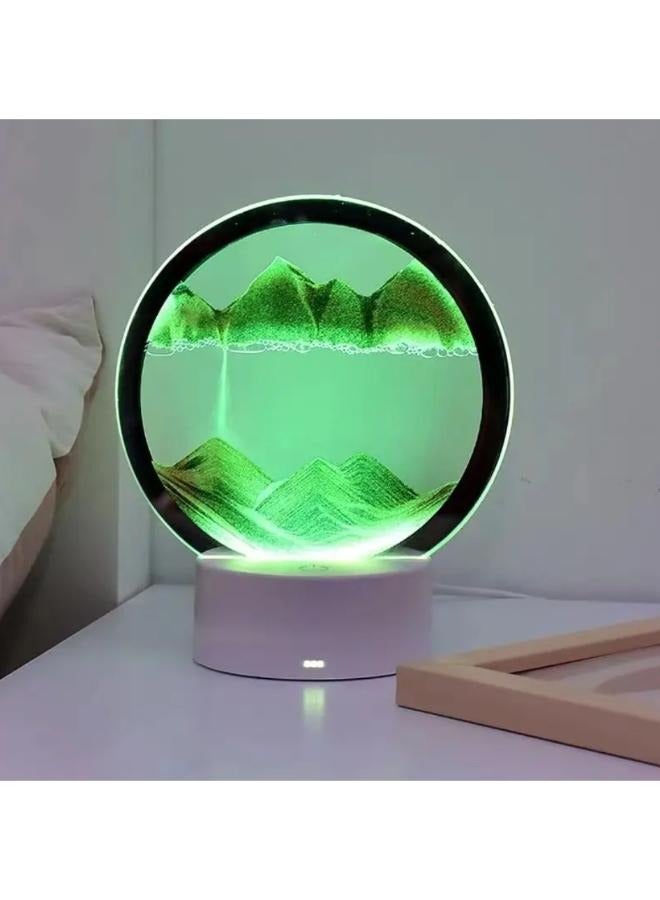 LED Sand Lamp Moving Sand Art Frame RGB USB Hourglass 3D Deep Sea Sandscape In Motion Display Decoration Desk Lamp - Image 1