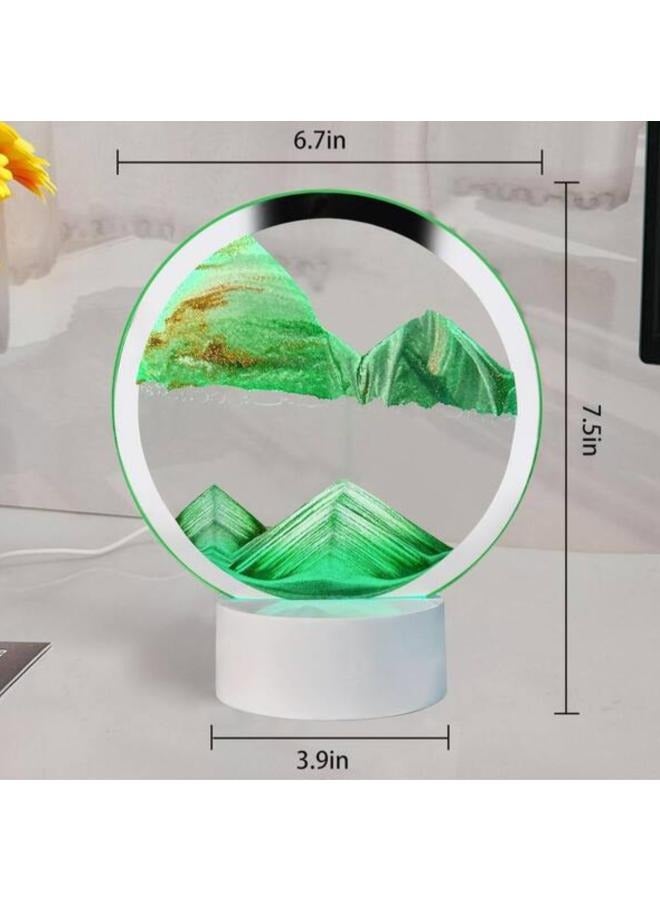LED Sand Lamp Moving Sand Art Frame RGB USB Hourglass 3D Deep Sea Sandscape In Motion Display Decoration Desk Lamp - Image 2