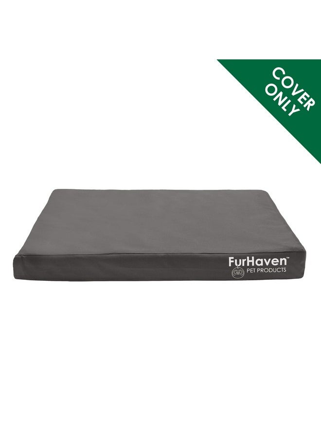Furhaven - Replacement Dog Bed Cover WaterResistant Indoor/Outdoor Logo Print Oxford Polycanvas Mattress, Washable  Stone Gray, Medium - Image 1