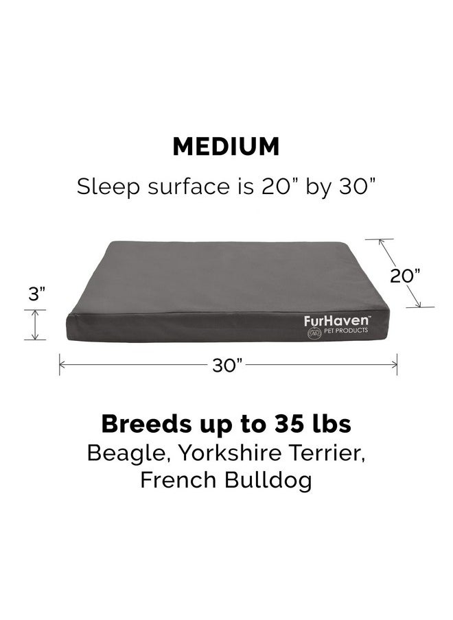 Furhaven - Replacement Dog Bed Cover WaterResistant Indoor/Outdoor Logo Print Oxford Polycanvas Mattress, Washable  Stone Gray, Medium - Image 1