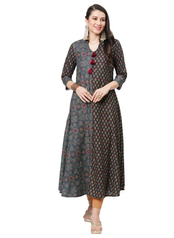 #بي Multi Print Flared Kurti