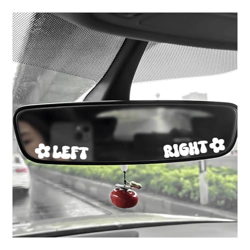 NYTKL Left Right Car Sticker Beautiful Rear View Mirror Decor Waterproof Vinyl Sticker Cute Left Right Auto Window Decal Vanity Mirror Decoration for Women Girl Car Accessories White - Image 1