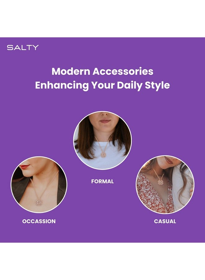 Salty Salty Jasmine Grace Necklace for Women & Girls | Multi Stone Neck Chain | Choker | Modern Design | Fancy & Stylish Accessories | Aesthetic Jewellery | Diwali, Birthday, Anniversary & Special Occassion Gift | Everyday Wear Jewelry - Image 4