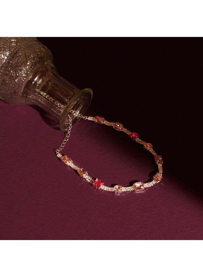 Salty Salty Jasmine Grace Necklace for Women & Girls | Multi Stone Neck Chain | Choker | Modern Design | Fancy & Stylish Accessories | Aesthetic Jewellery | Diwali, Birthday, Anniversary & Special Occassion Gift | Everyday Wear Jewelry - Image 2