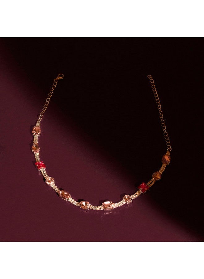 Salty Salty Jasmine Grace Necklace for Women & Girls | Multi Stone Neck Chain | Choker | Modern Design | Fancy & Stylish Accessories | Aesthetic Jewellery | Diwali, Birthday, Anniversary & Special Occassion Gift | Everyday Wear Jewelry - Image 3