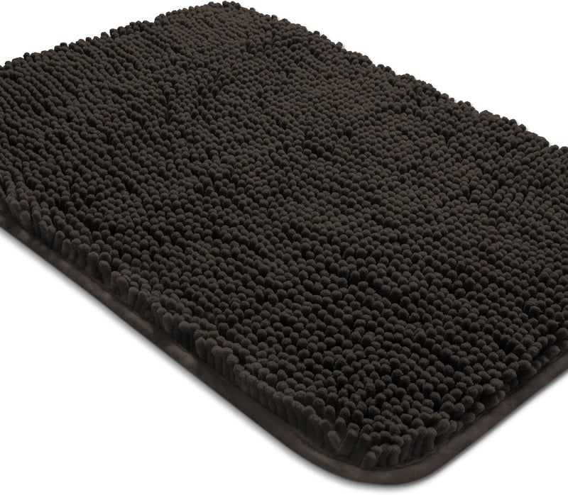 Yeaban Chocolate Brown Bathroom Rugs – Thick Chenille Bath Mats | Absorbent and Washable Bath Rug Non-Slip, Plush Rugs for Bathroom Floor, Shower, Sink - 24" x 36" - Image 1