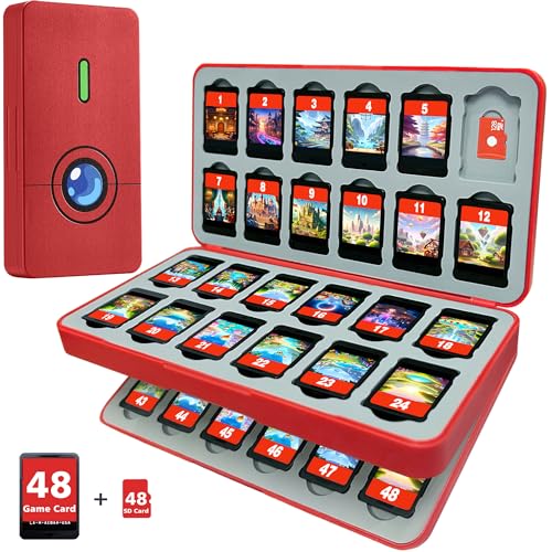 FUNLAB Switch 2 Game Case Compatible with Nintendo Switch 2/1 & Micro SD Cards, Switch Game Holder Cartridge Case with 48 Game-Card Storage - Red - Image 1