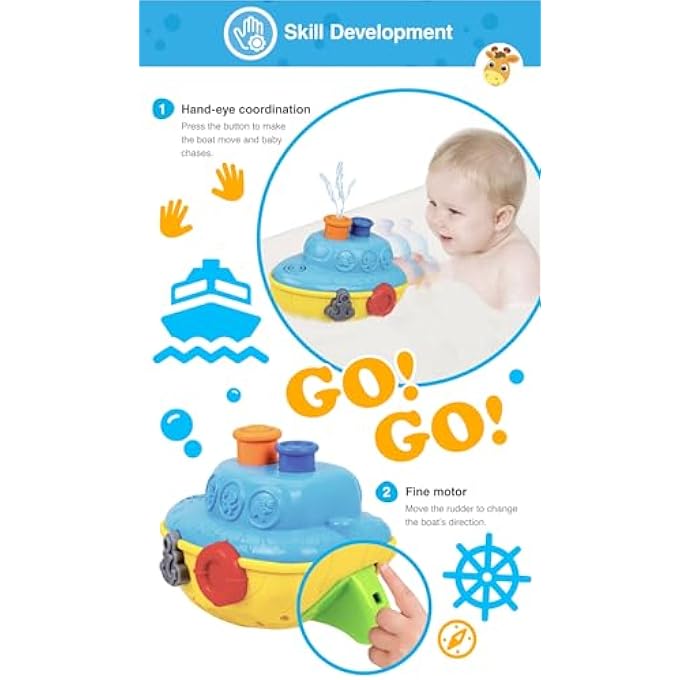 WATER FUN PAL  BOAT | FLOATING BATH TOY FOR BABIES & TODDLERS | FUN WATER PLAY TOY FOR BATHTUB OR POOL | BATH TIME TOY FOR KIDS 6M+ - Image 3
