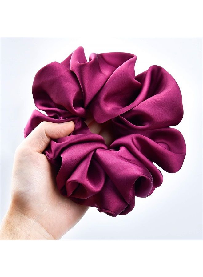 CEELGON Big Real Satin Scrunchies for Women 6.3Inches Extra Large Scrunchie Satin Oversized Scrunchy for Thick Hair Elastic Hair Ties Jumbo Hair Scrunchies 6 Pack (black,white,mulberry,champagne,blue, - Image 5