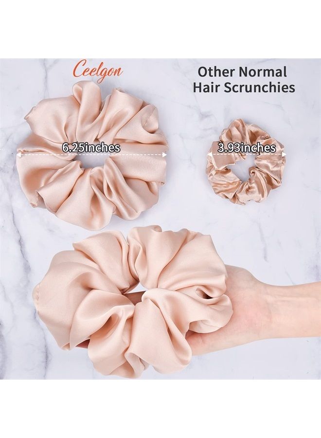 CEELGON Big Real Satin Scrunchies for Women 6.3Inches Extra Large Scrunchie Satin Oversized Scrunchy for Thick Hair Elastic Hair Ties Jumbo Hair Scrunchies 6 Pack (black,white,mulberry,champagne,blue, - Image 2