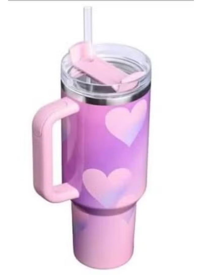 Stanley cup H2.0 Stainless Steel with Lid and Straw for Water Iced Tea,Coffee and Smoothie,Powder Pink,40 oz - Image 2