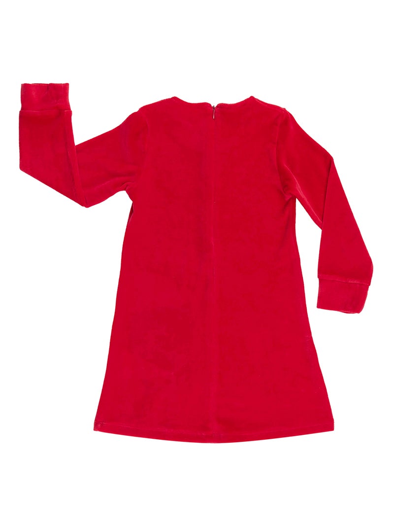 Denokids Cute Deer Girl Red Velvet Xmas Dress - Image 4