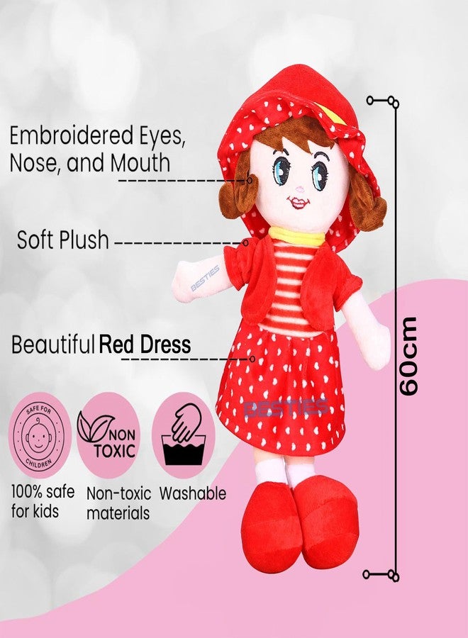 Glance Soft Cute Looking Beautiful Doll | Attractive Stuffed Toys | Grab Your Attention on Little Darling Doll (Red Winky, Doll 60 cm) - Image 3